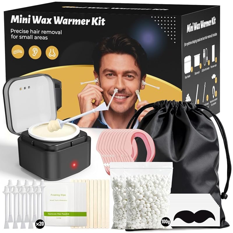 Smart Temperature Nose Wax Kit for Men – USB‑C Fast Heating, 100 g Wax