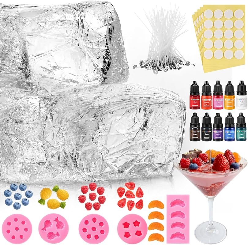 Heigble 3.3 lb Gel Wax Kit with 5 Fruit Silicone Molds, Wick Stickers,