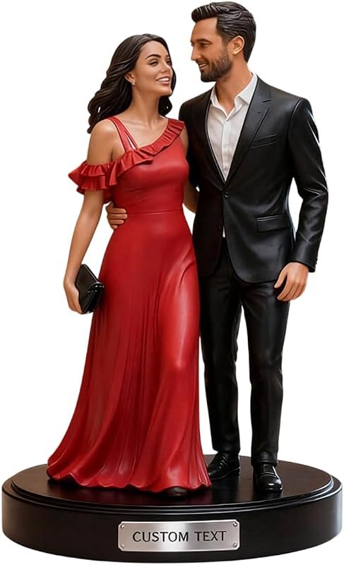 Personalized couple photo wax‑figure plaque – custom shape, romantic 3