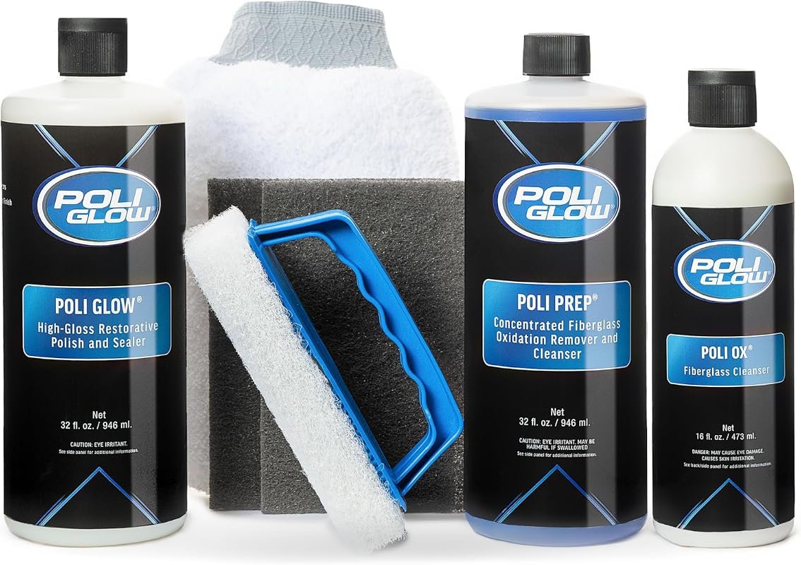 Poli Glow Deluxe 6‑in‑1 Boat & RV Restoration Kit Restores Fiberglass,