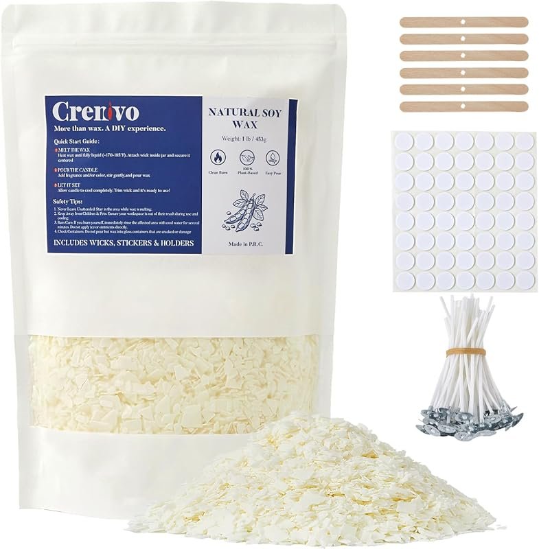 Crenovo Organic Soy Wax – 5 lb Paraffin‑Free Candle Wax Package Includ