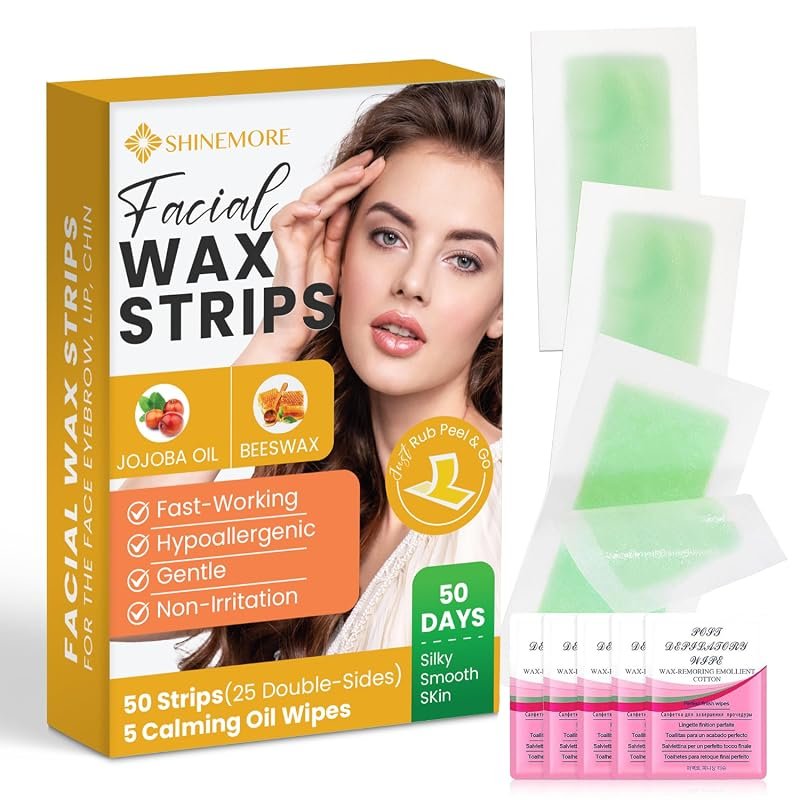 Facial Wax Strips – Hypoallergenic, Removes Face, Eyebrow, Upper Lip &