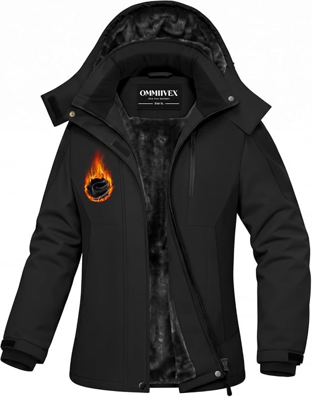 Women's Winter Ski Coat – Slim Waist, Color‑Block Design, Warm Fleece 