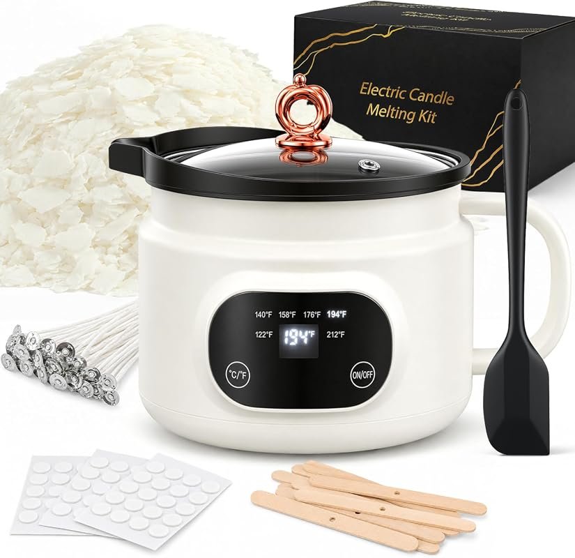 Deluxe Candle Making Kit 2 lb Soy Wax – 1.8 L Electric Wax Melter, Com