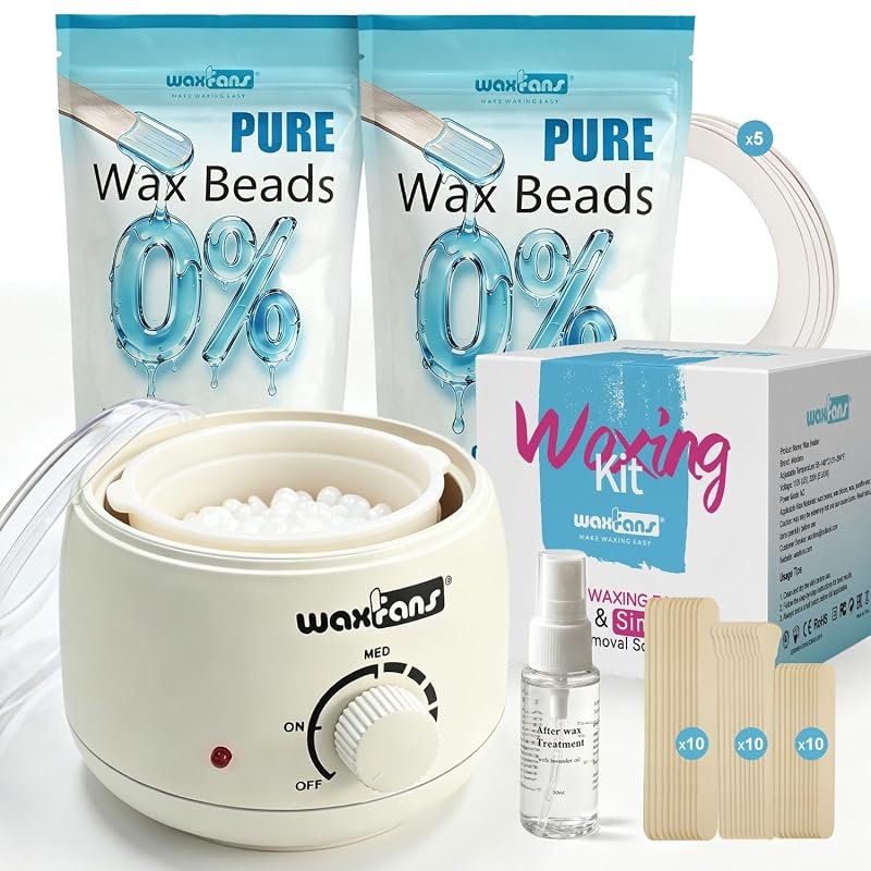 Waxfans Mini Waxing Kit – Temp‑control, 200 g wax beads for sensitive 