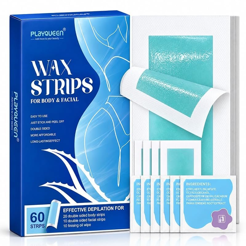 Wax Strips Hair Removal Kit, Suitable for Sensitive Skin, 60 Count