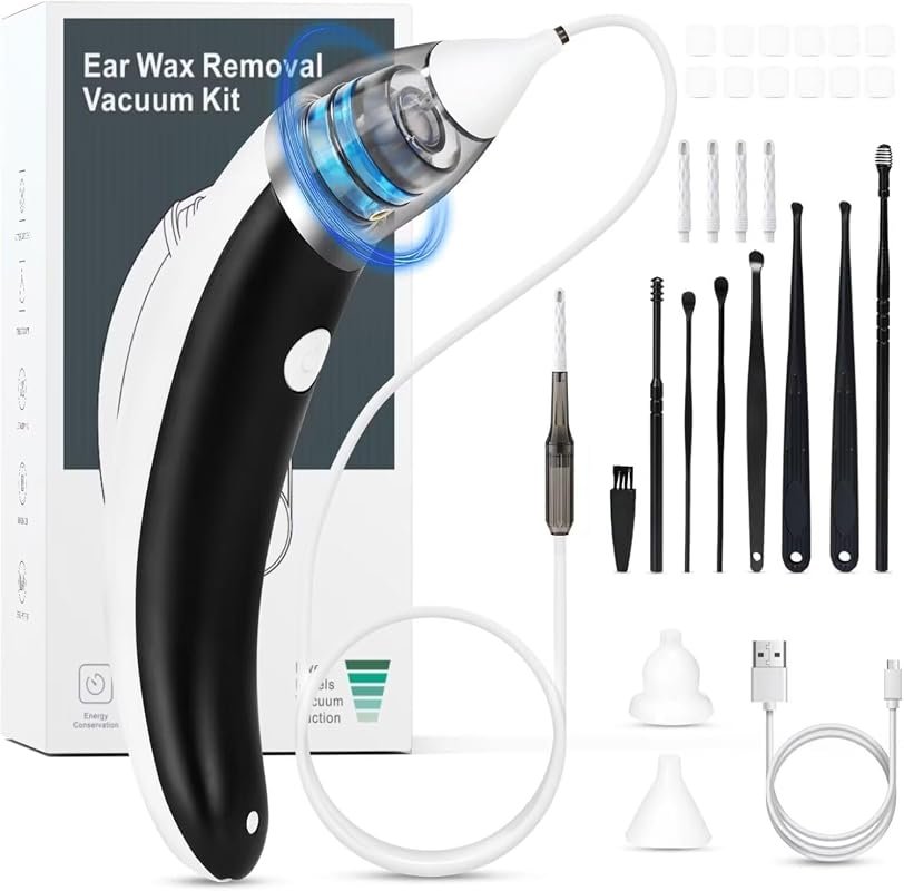 5‑Level Strong Suction Ear Vacuum Kit, Reusable Electric Wax Remover f
