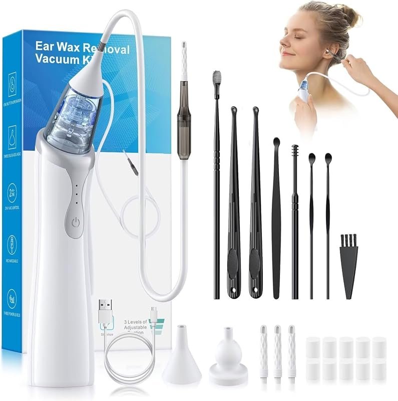 8‑Piece Ear Pick Set with USB‑Chargeable Strong Suction Ear Vacuum, Wa