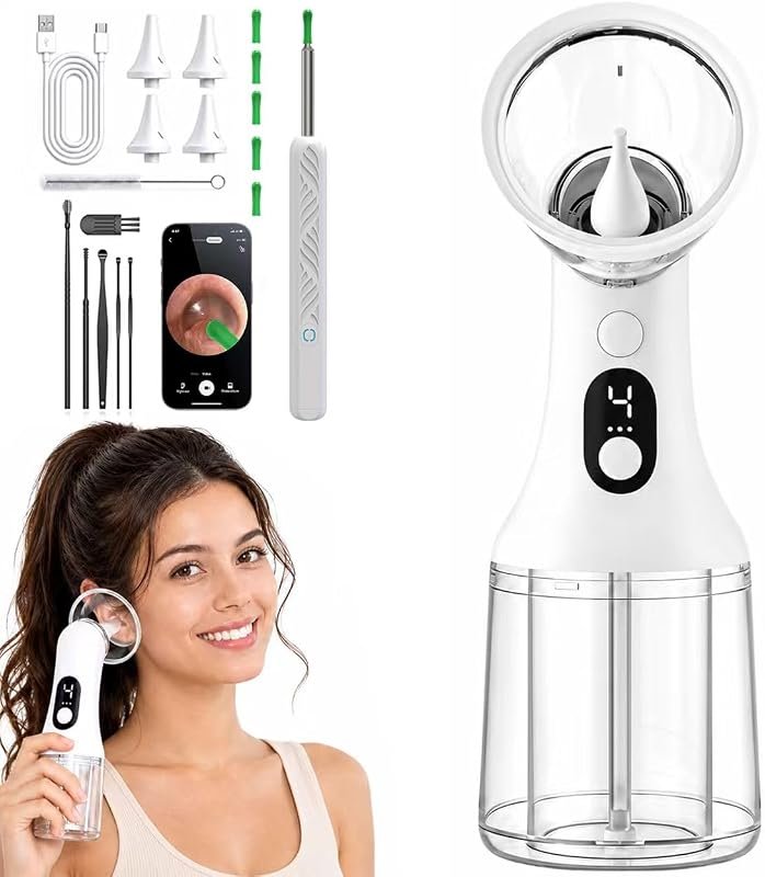Electric Ear Wax Removal Kit with 4 Pressure Settings, LED Display, IPX7 Waterproof