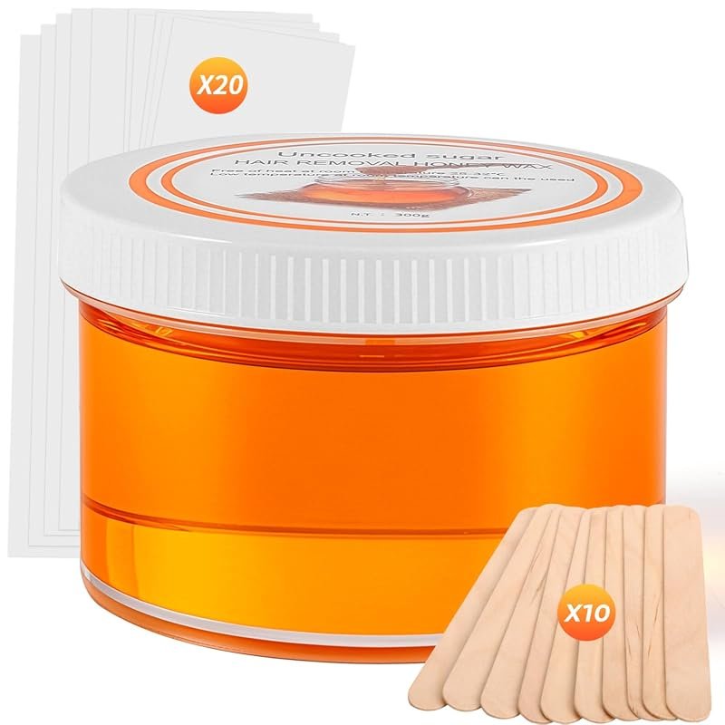 Sugar Wax Kit 10.6 oz (300 g) Organic Paste for Face and Body Hair Rem