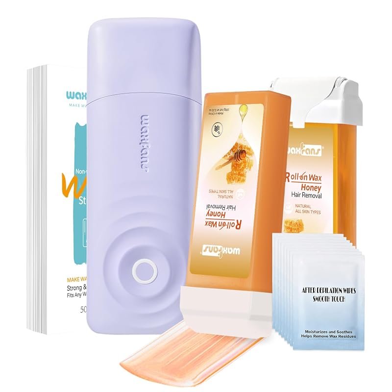 Smart Wax Roller Kit – Honey Roll-On Wax, 2 Refills, 50 Strips for Bod