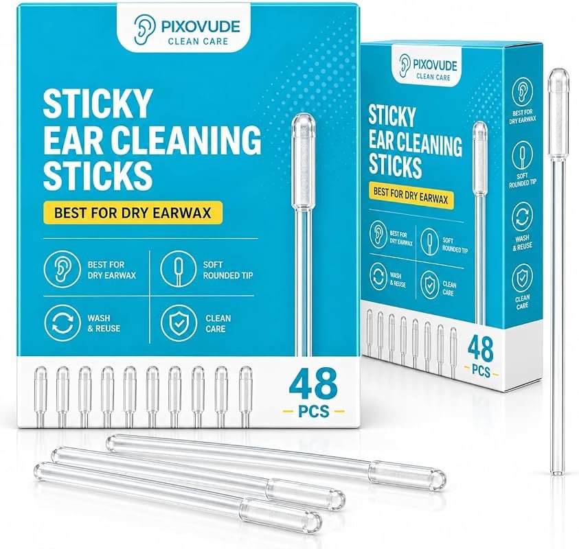 Sticky ear cleaning stick with soft rubber head, gentle wax removal, a
