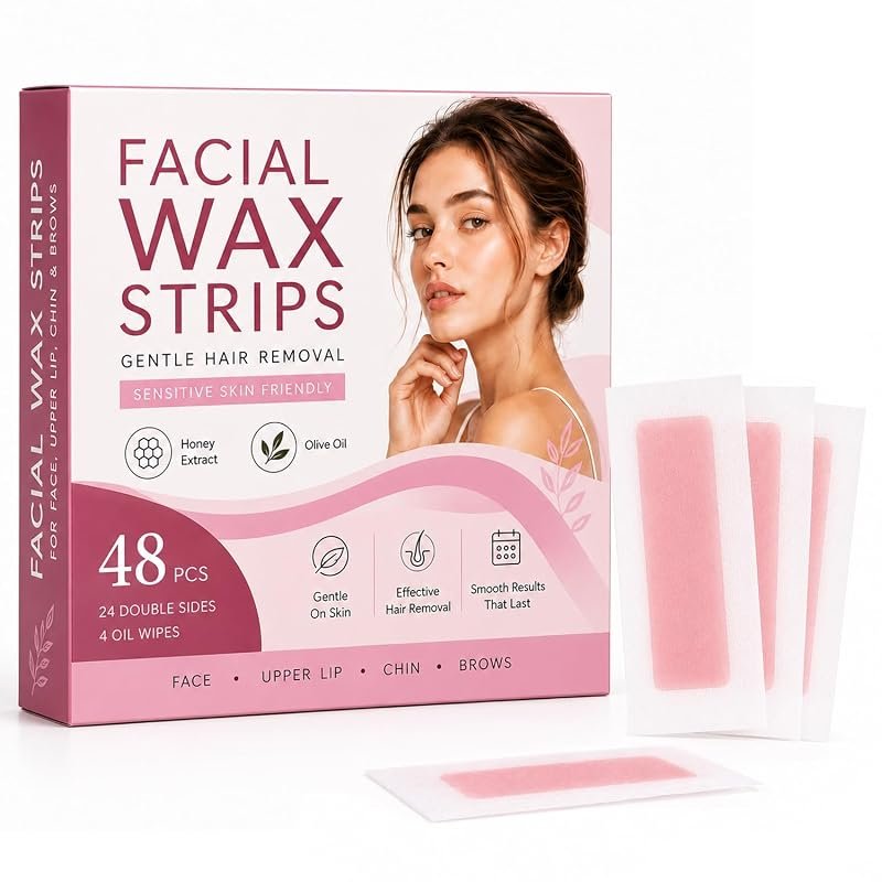 Gentle Facial Wax Strips for Women – At‑Home Face Hair Removal Kit wit